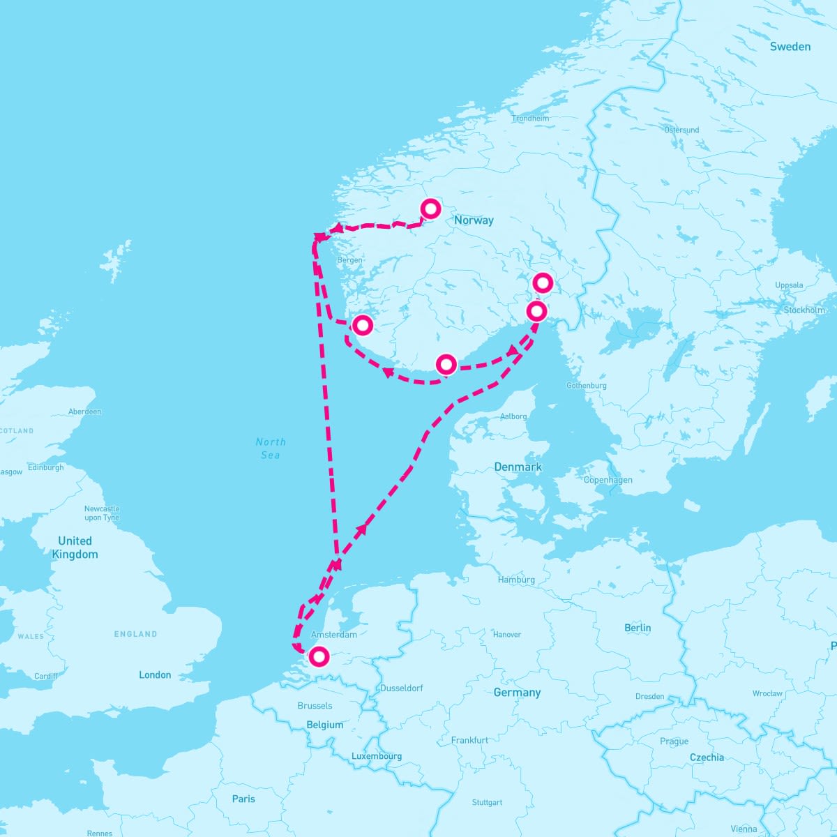 MS Rotterdam itinerary map for June 1, 2024 (7 nights)