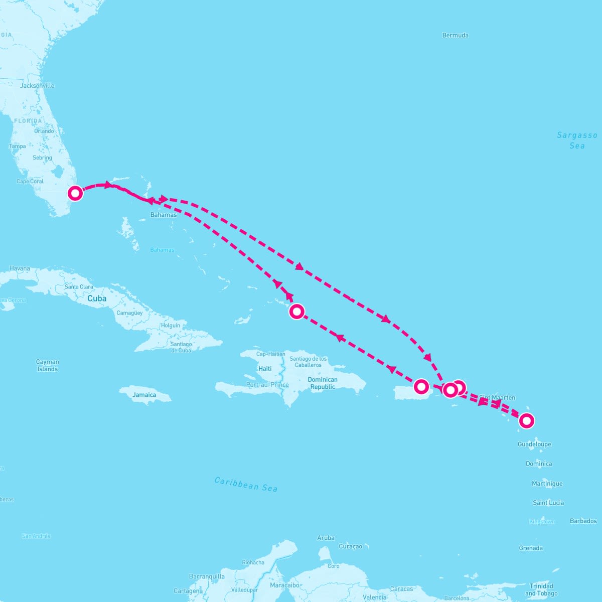MS Rotterdam itinerary map for November 8, 2024 (9 nights)
