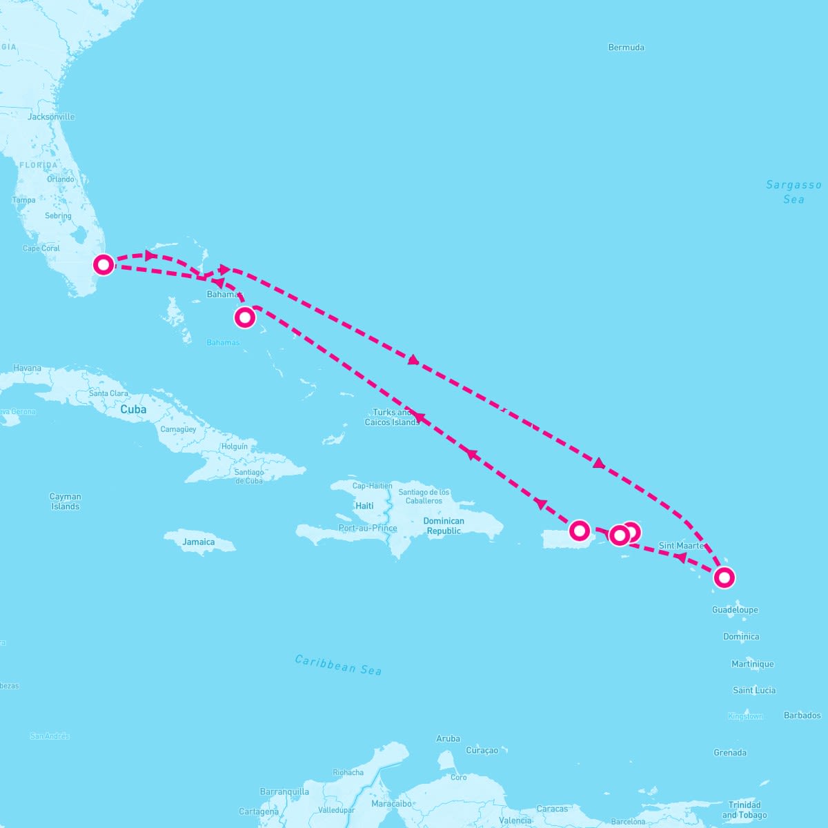MS Rotterdam itinerary map for January 17, 2025 (9 nights)
