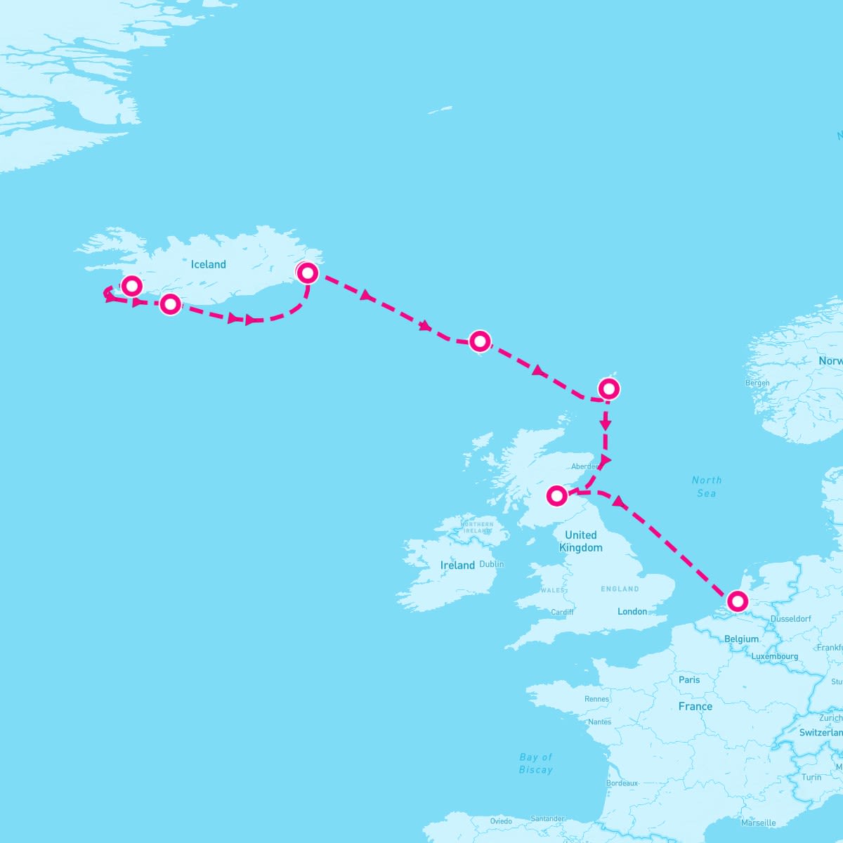 MS Rotterdam itinerary map for June 14, 2025 (7 nights)