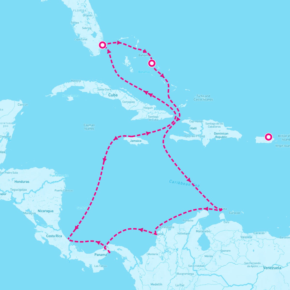 MS Rotterdam itinerary map for November 16, 2025