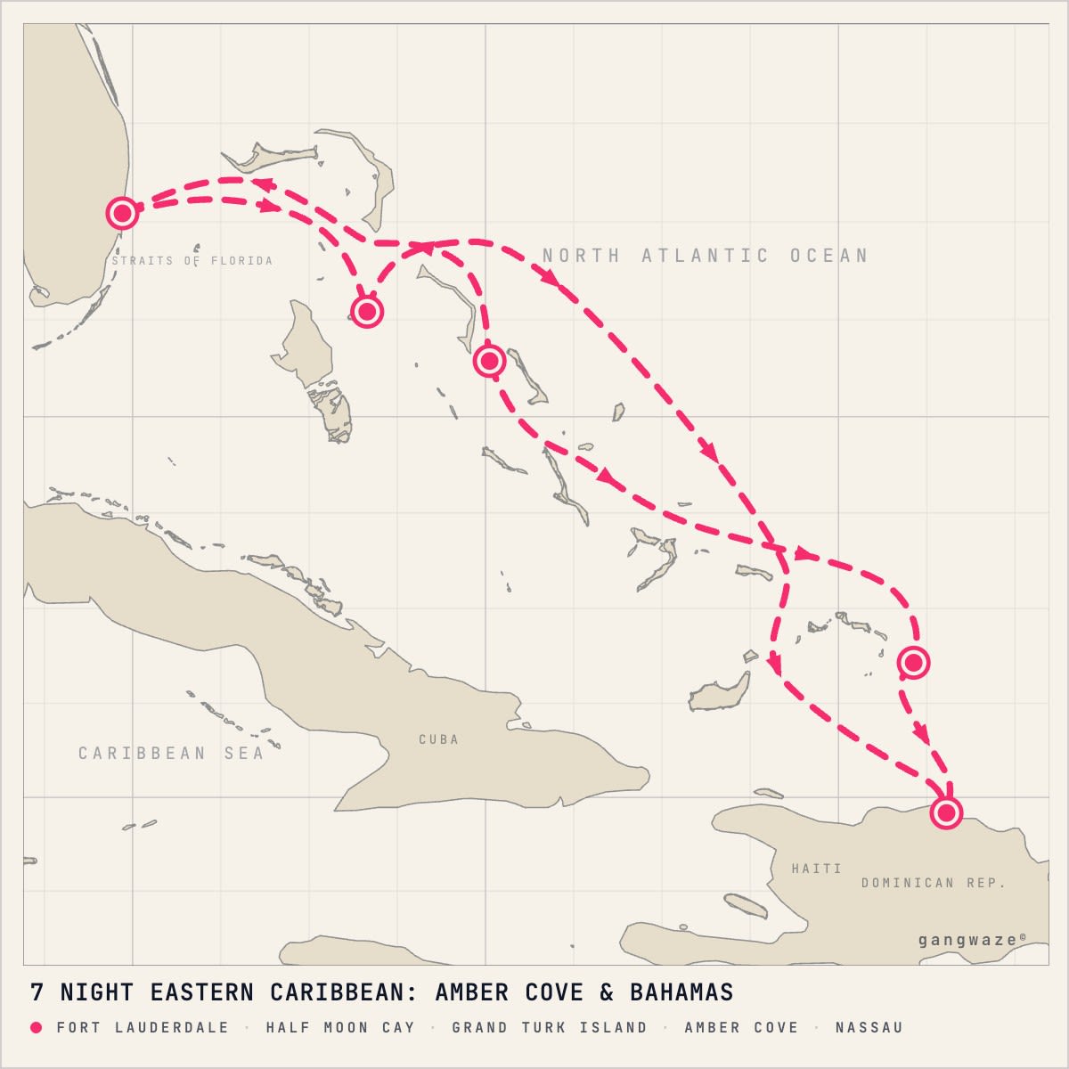 MS Rotterdam itinerary map for January 29, 2028 (7 nights)
