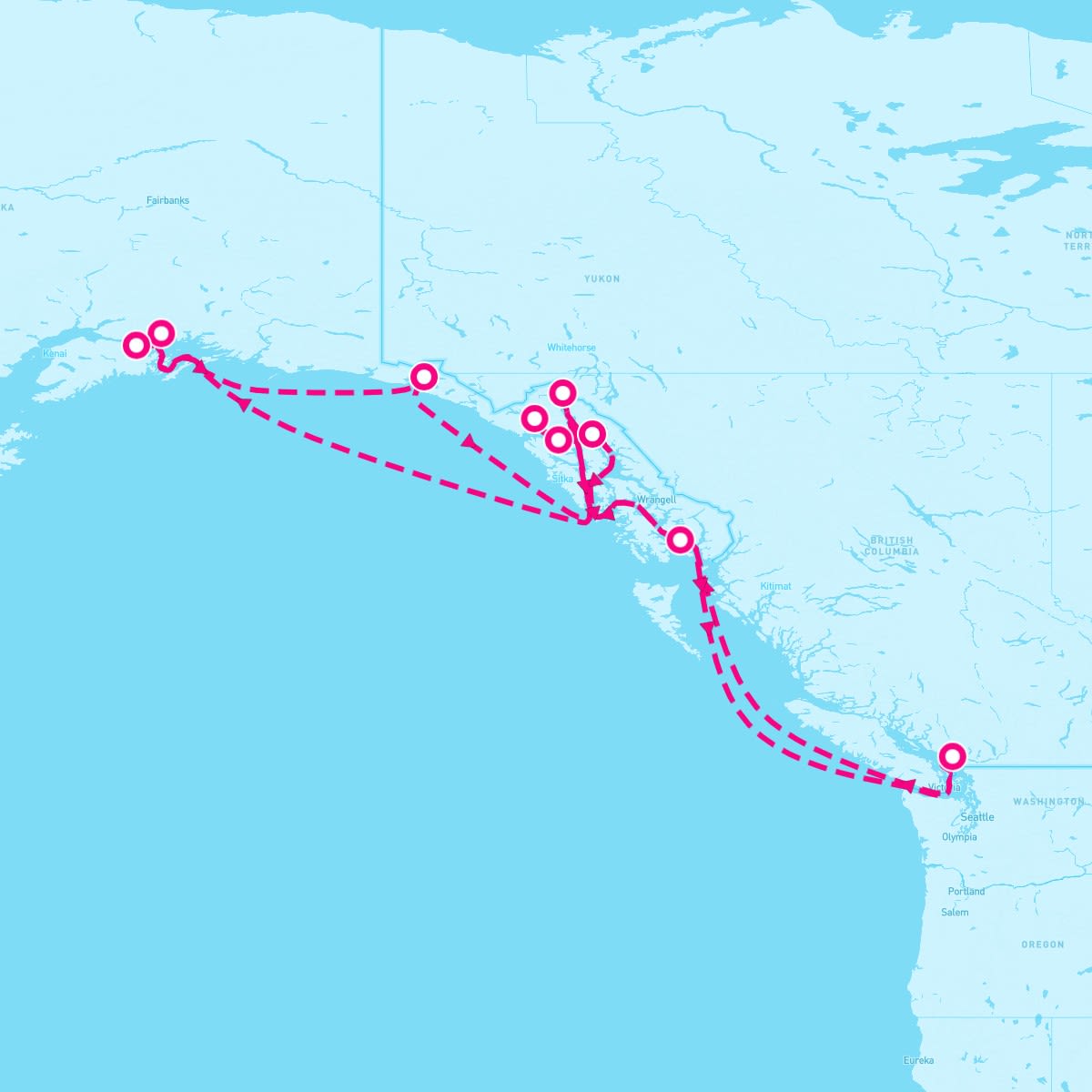 Royal Princess itinerary map for June 15, 2024 (14 nights)