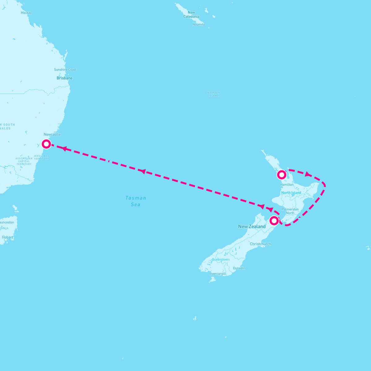Royal Princess itinerary map for October 22, 2024 (6 nights)