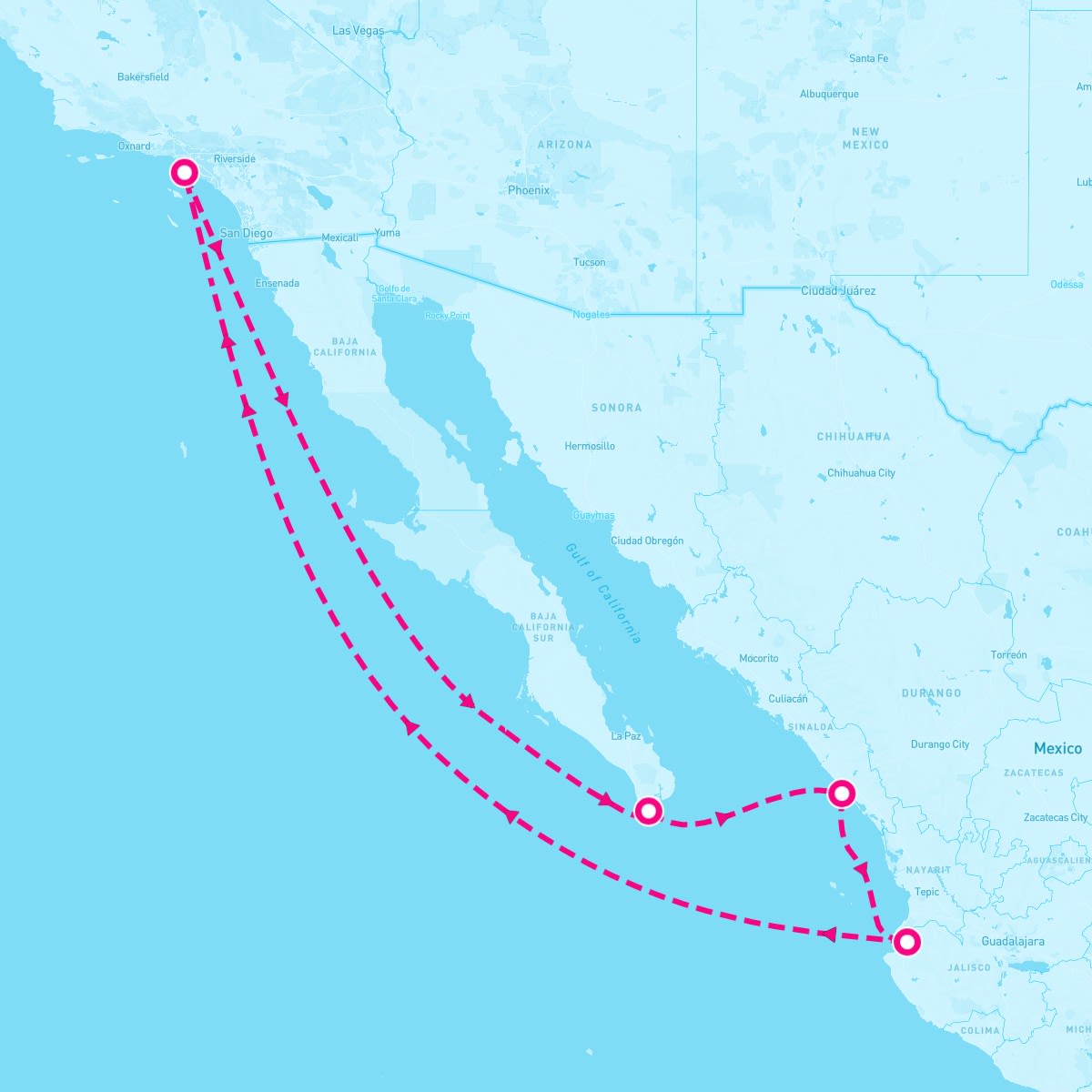 Royal Princess itinerary map for December 20, 2025 (7 nights)