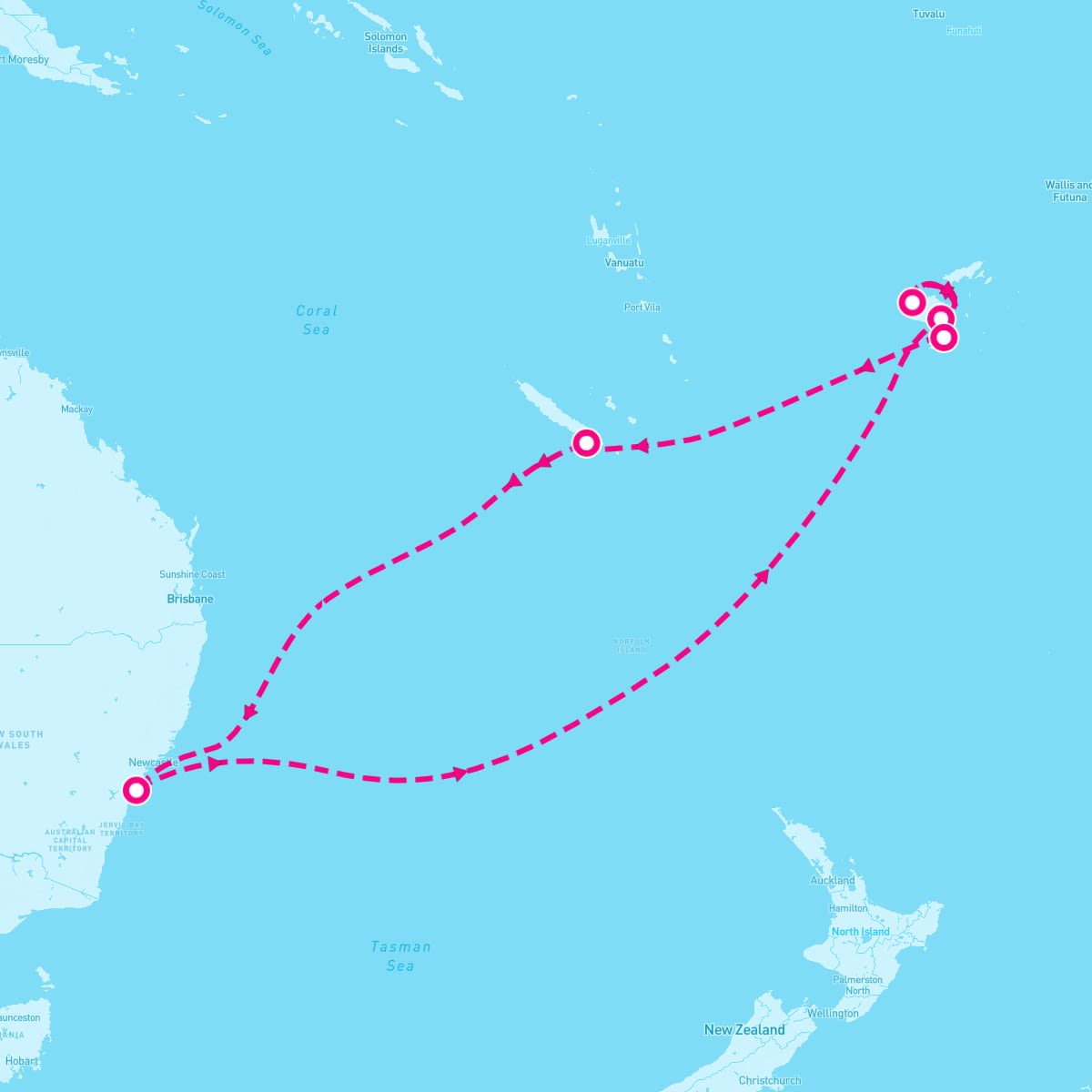 Royal Princess itinerary map for January 4, 2027