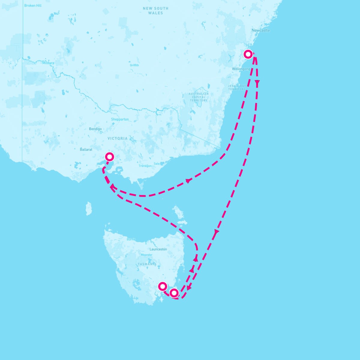 Royal Princess itinerary map for November 28, 2027