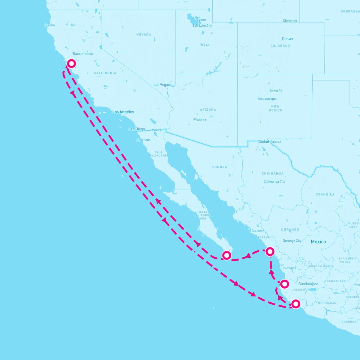 Ruby Princess itinerary map for October 15, 2024 (11 nights)