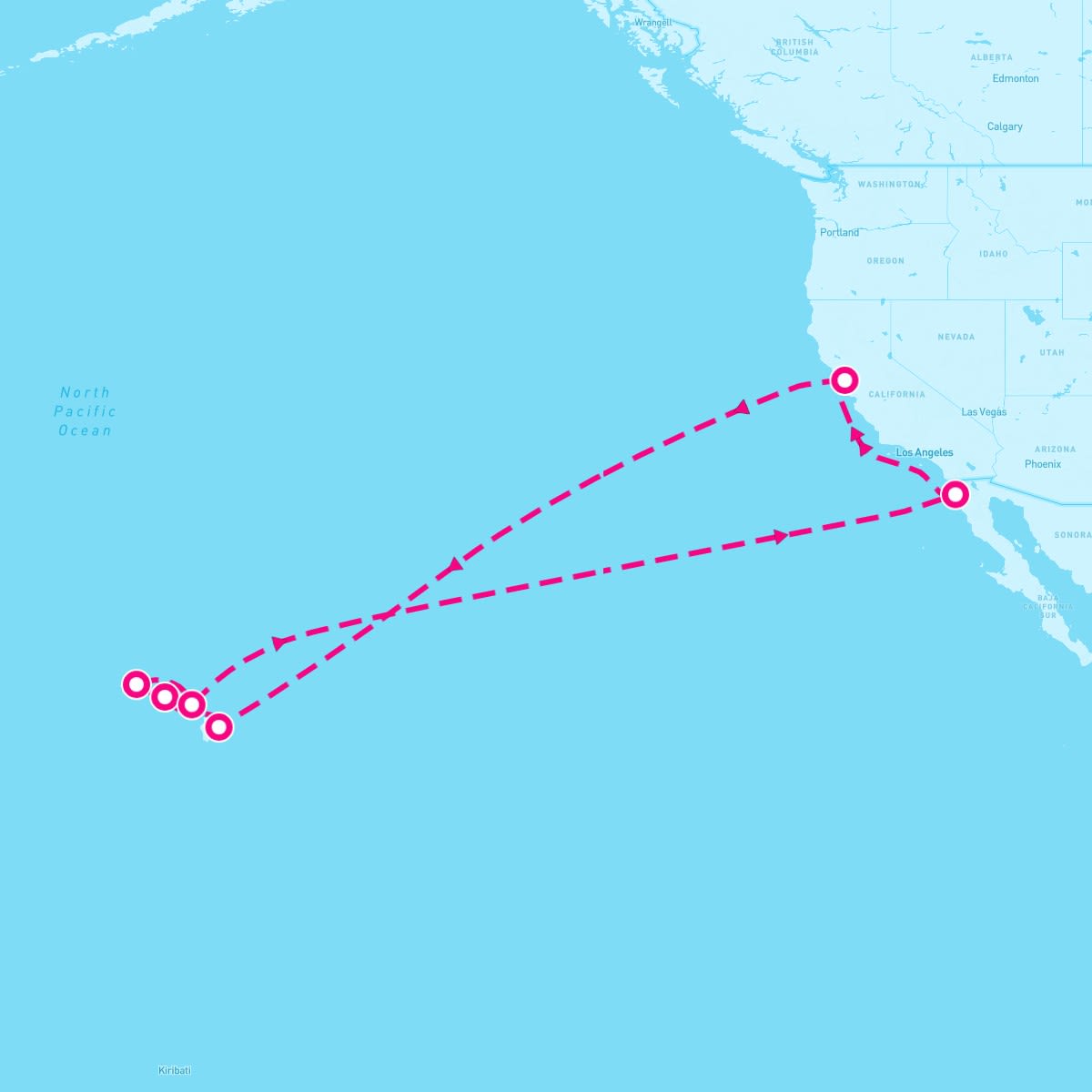 Ruby Princess itinerary map for March 19, 2025 (16 nights)