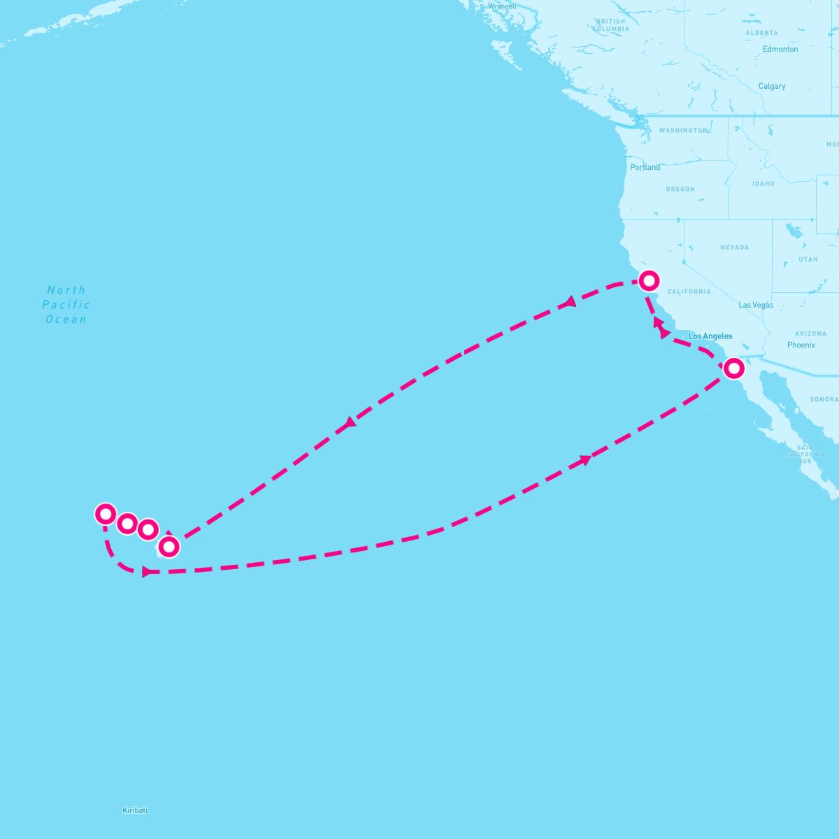 Ruby Princess itinerary map for April 4, 2025 (16 nights)