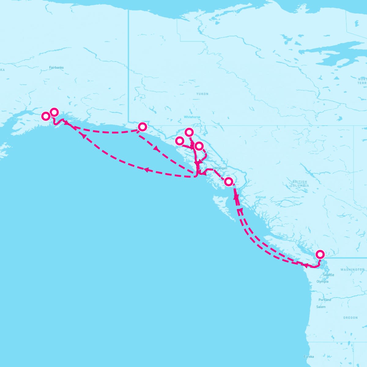 Sapphire Princess itinerary map for August 3, 2024 (14 nights)