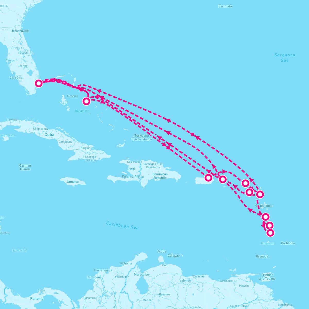 Sapphire Princess itinerary map for December 2, 2025 (20 nights)