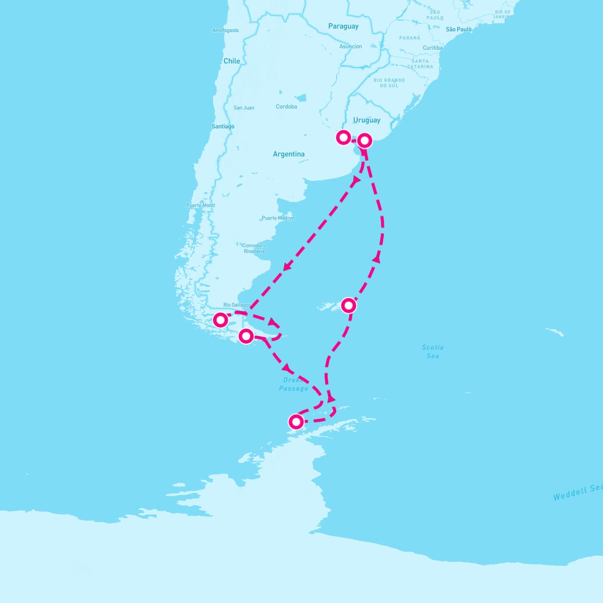 Sapphire Princess itinerary map for December 22, 2025 (17 nights)