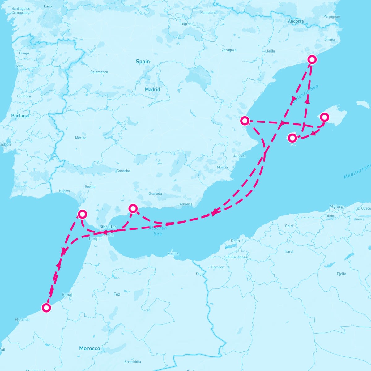 Scarlet Lady itinerary map for June 12, 2025 (10 nights)