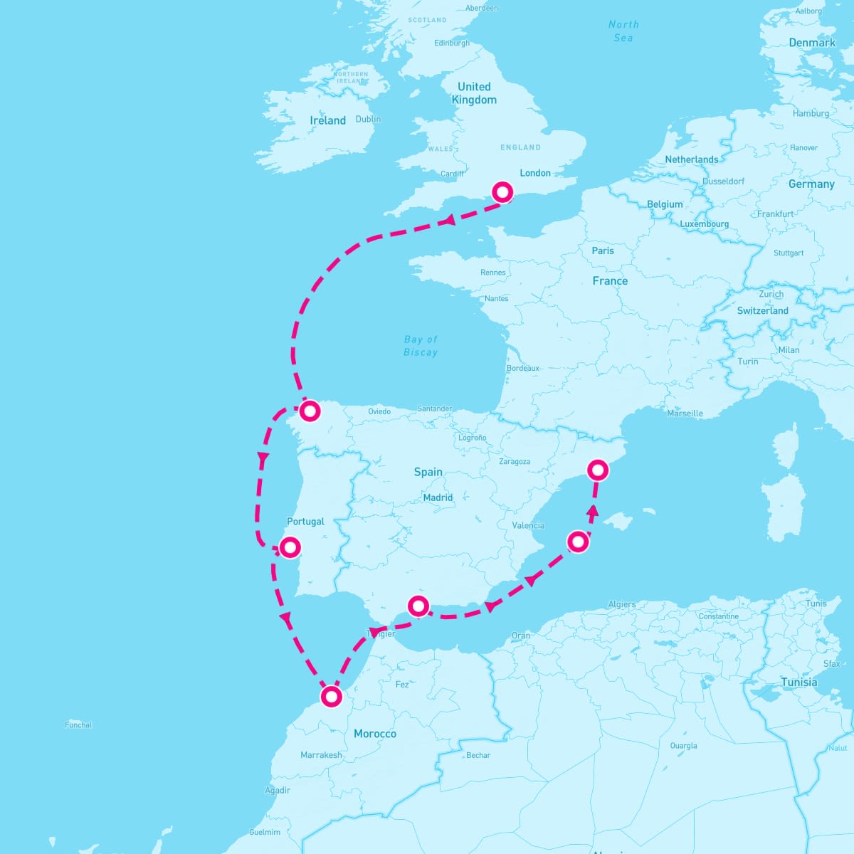 Scarlet Lady itinerary map for September 12, 2025 (13 nights)