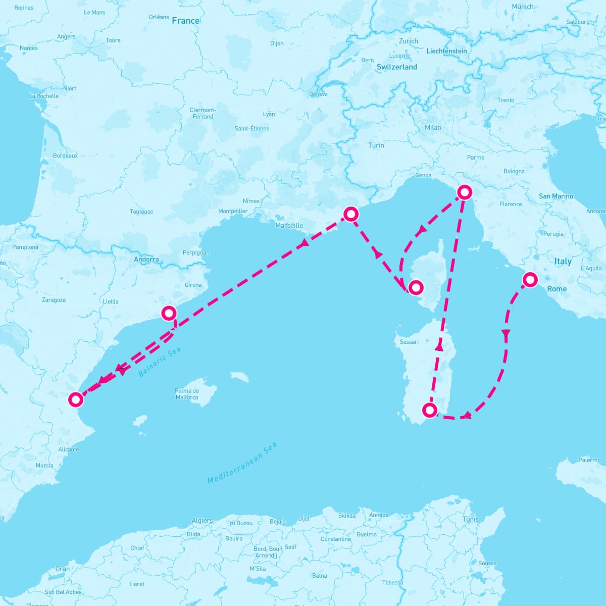 Scarlet Lady itinerary map for October 7, 2025 (9 nights)