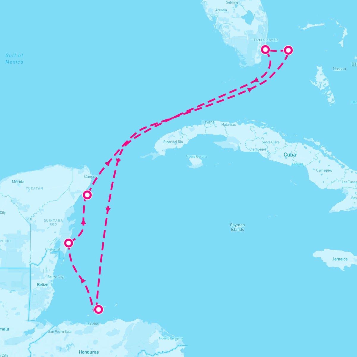 Scarlet Lady itinerary map for October 31, 2025 (7 nights)