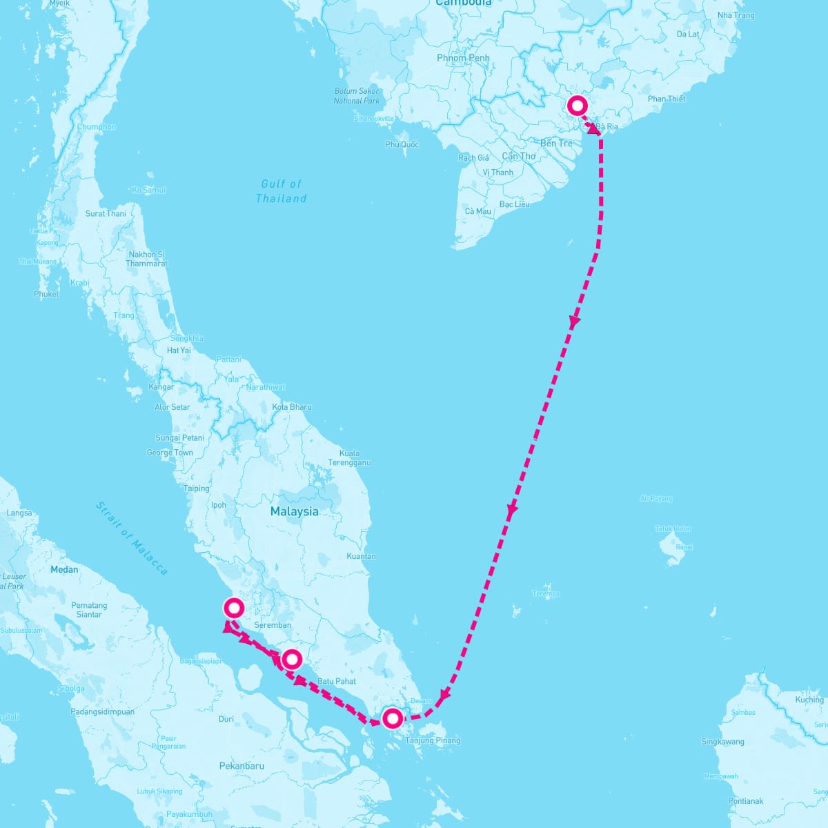 Seabourn Encore itinerary map for December 31, 2023 (6 nights)