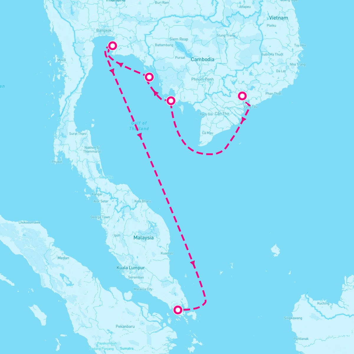 Seabourn Encore itinerary map for January 26, 2024 (8 nights)