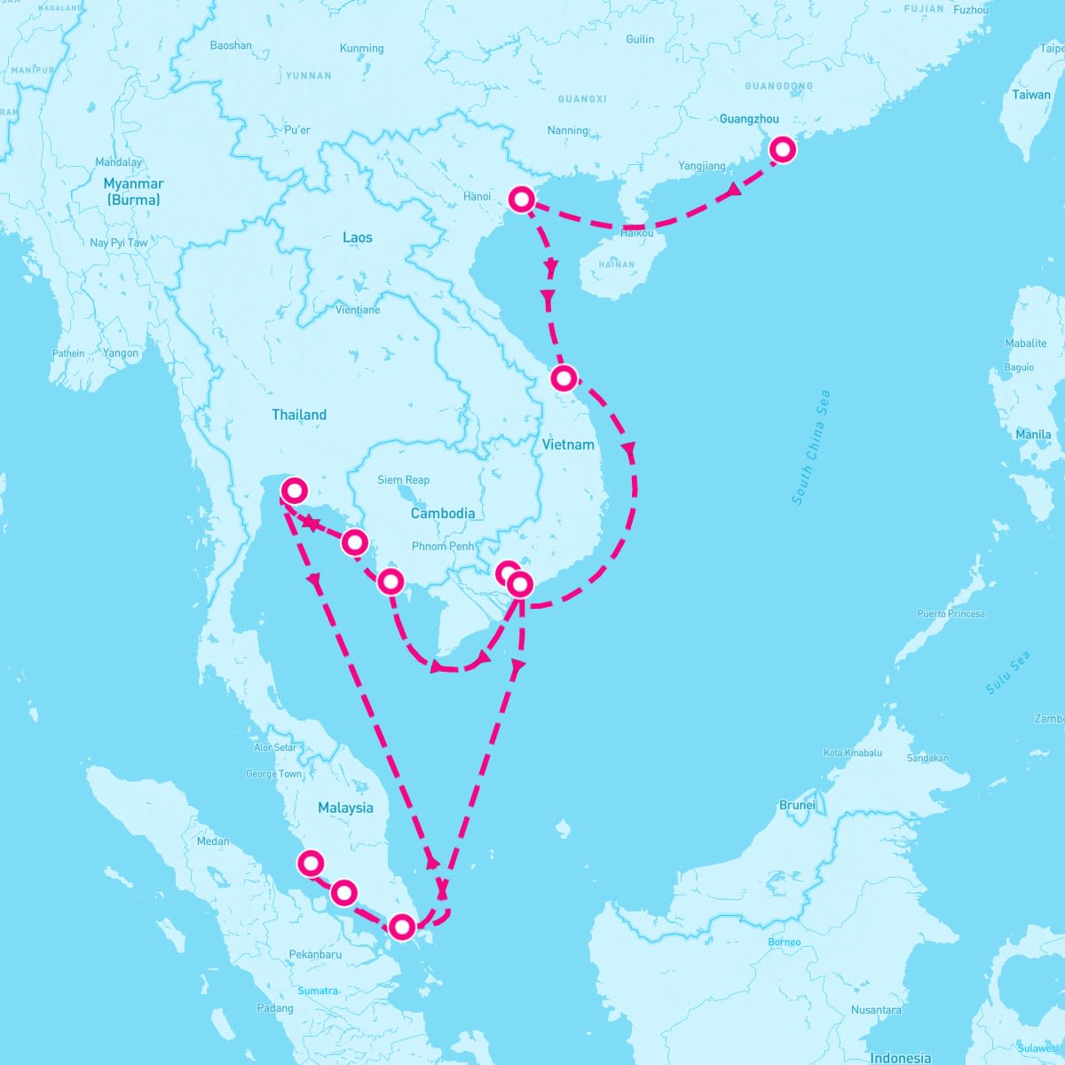 Seabourn Encore itinerary map for February 3, 2024 (28 nights)