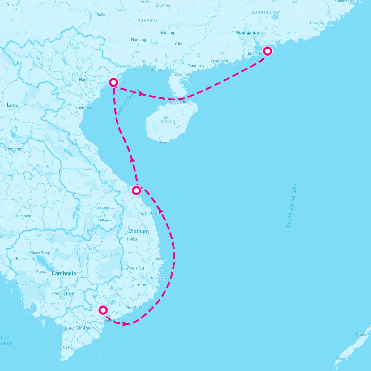 Seabourn Encore itinerary map for February 24, 2024 (7 nights)