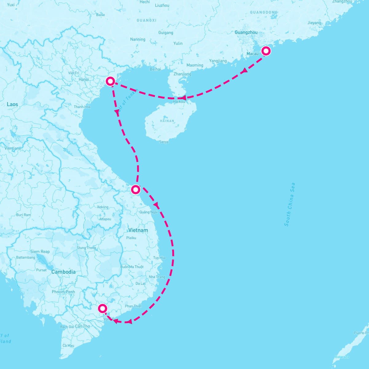 Seabourn Encore itinerary map for March 2, 2024 (6 nights)