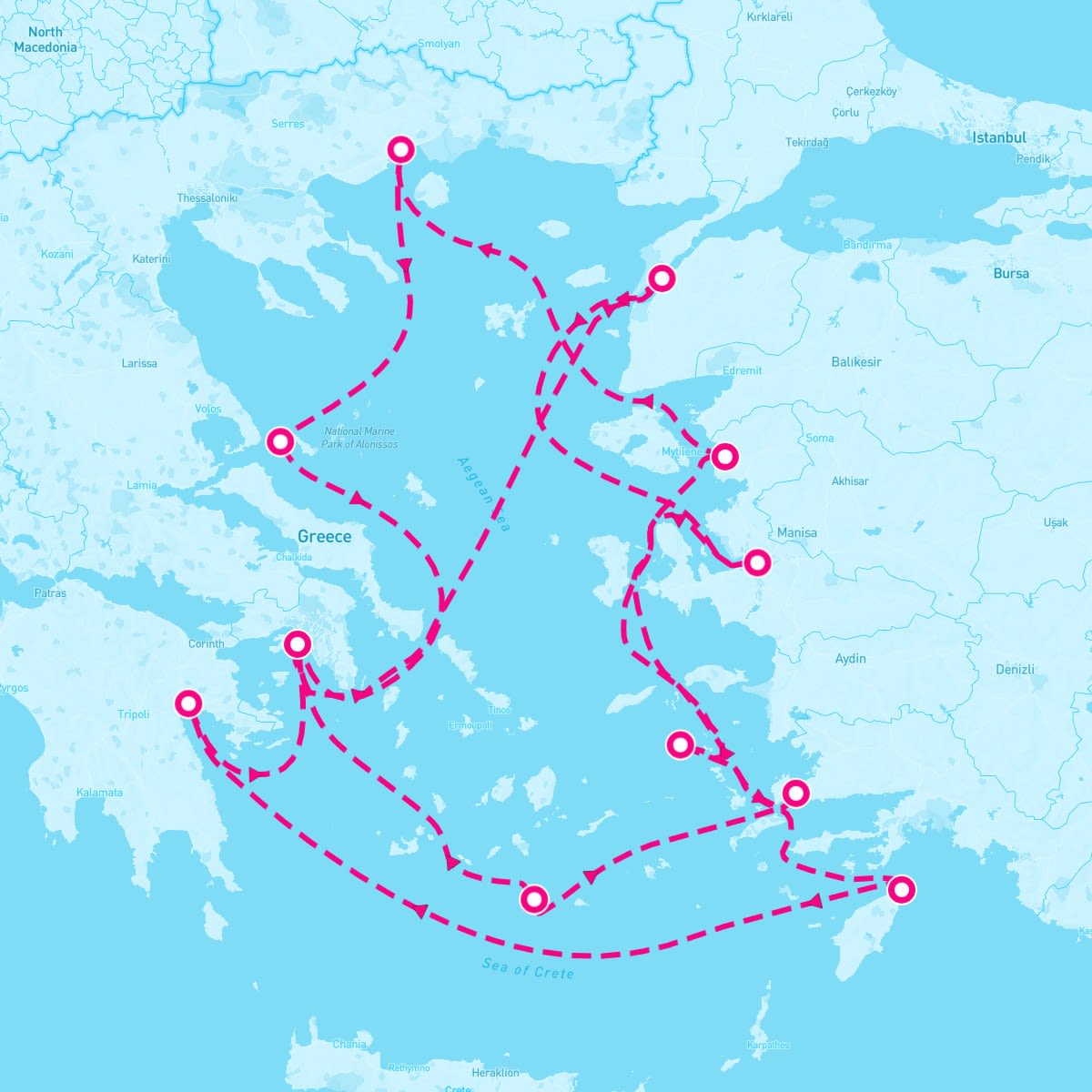 Seabourn Encore itinerary map for May 26, 2024 (14 nights)