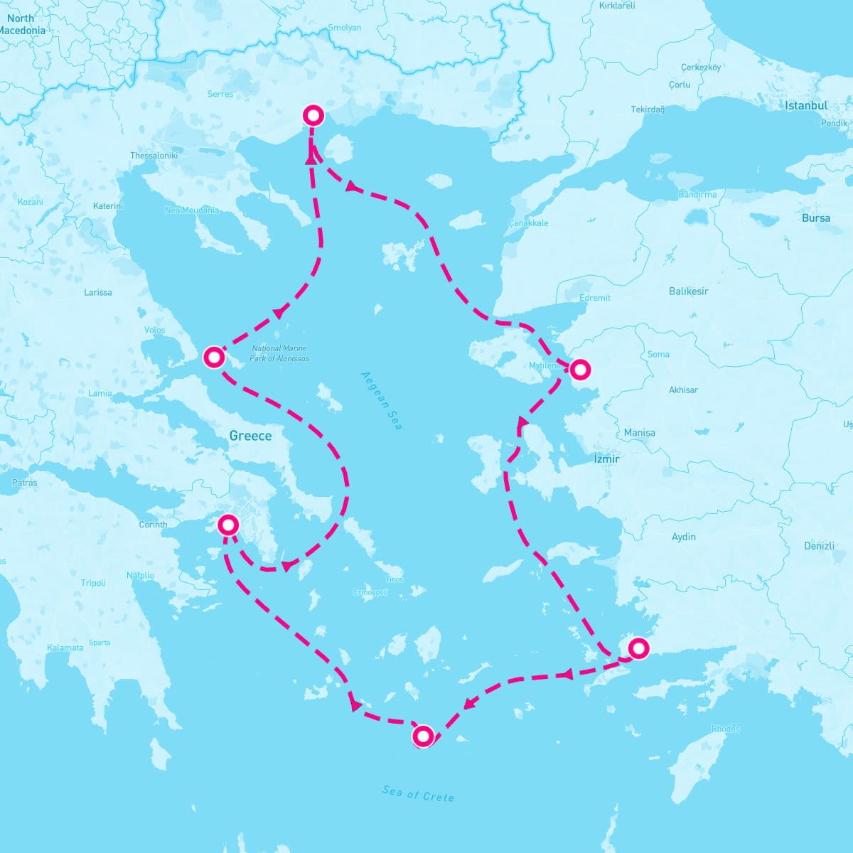 Seabourn Encore itinerary map for June 2, 2024 (7 nights)