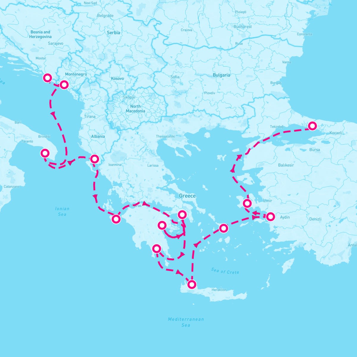 Seabourn Encore itinerary map for June 30, 2024 (14 nights)