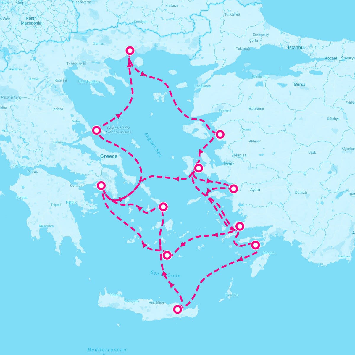 Seabourn Encore itinerary map for August 4, 2024 (14 nights)