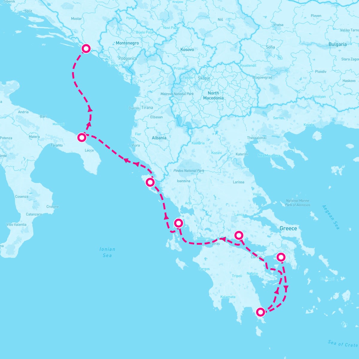 Seabourn Encore itinerary map for August 18, 2024 (7 nights)