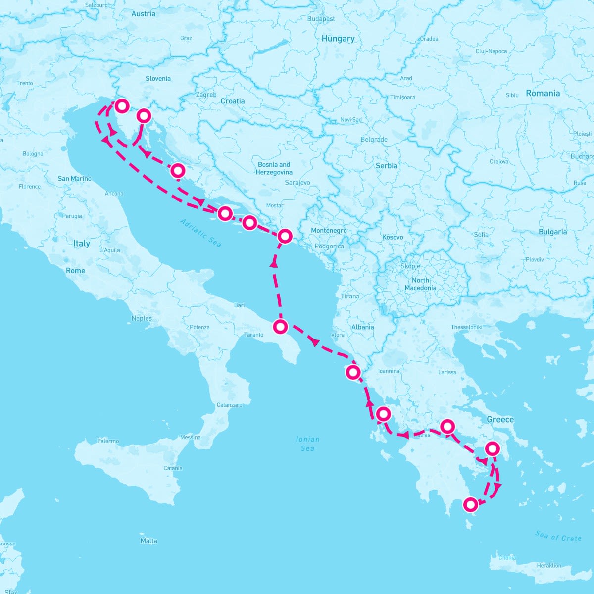 Seabourn Encore itinerary map for September 1, 2024 (14 nights)