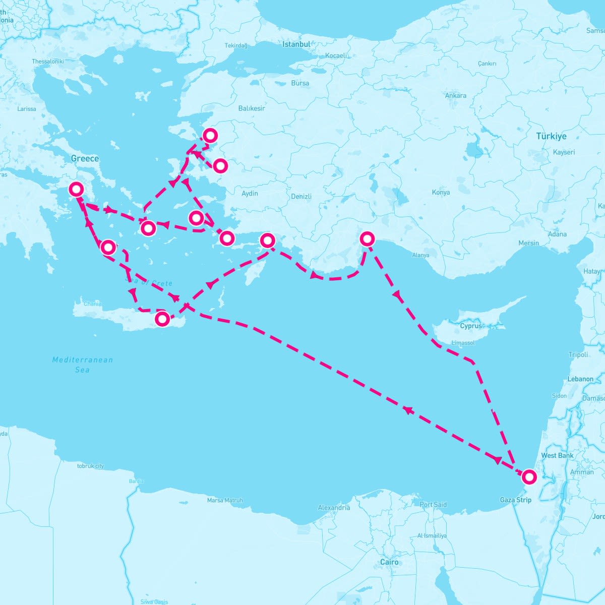 Seabourn Encore itinerary map for September 22, 2024 (14 nights)
