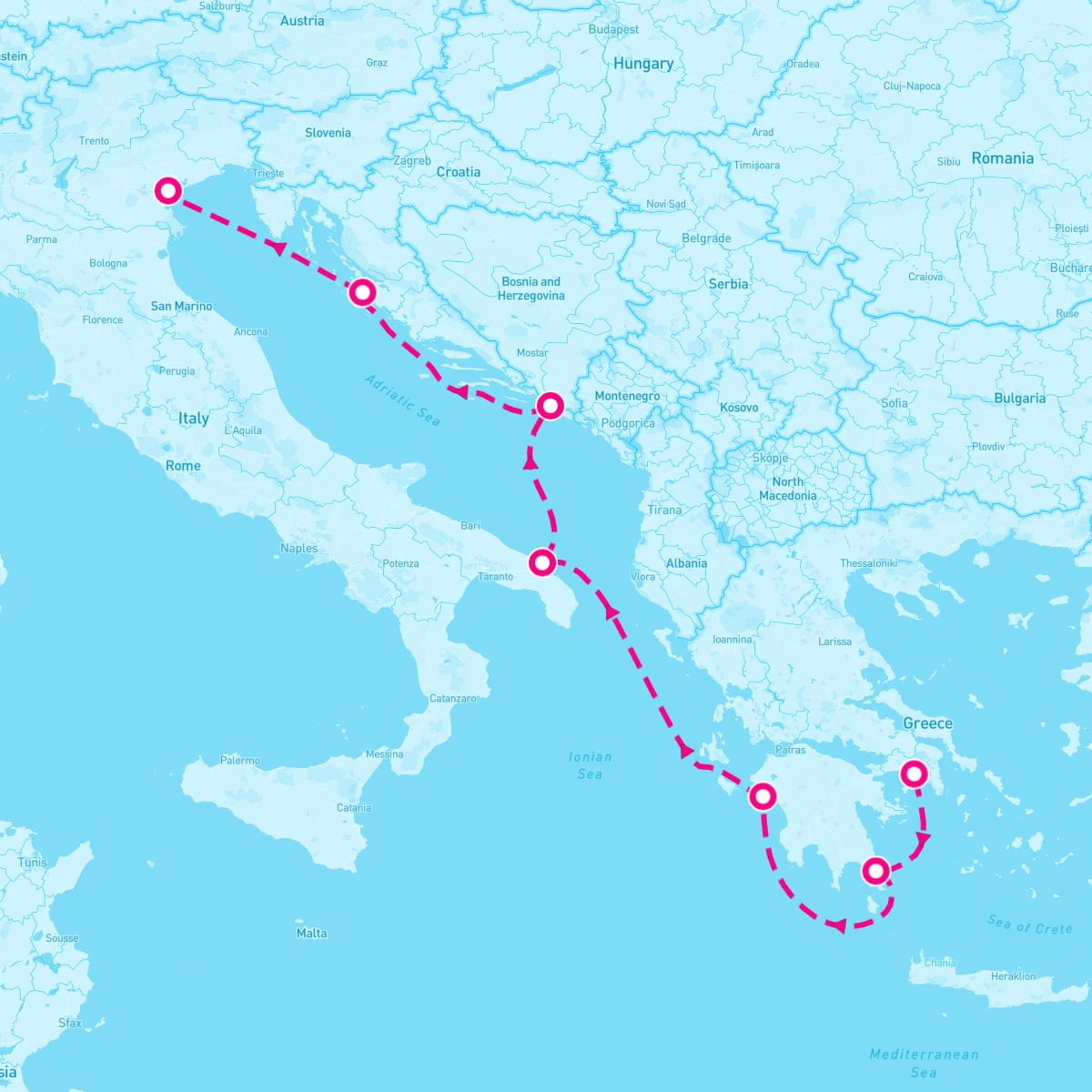 Seabourn Encore itinerary map for October 6, 2024 (7 nights)