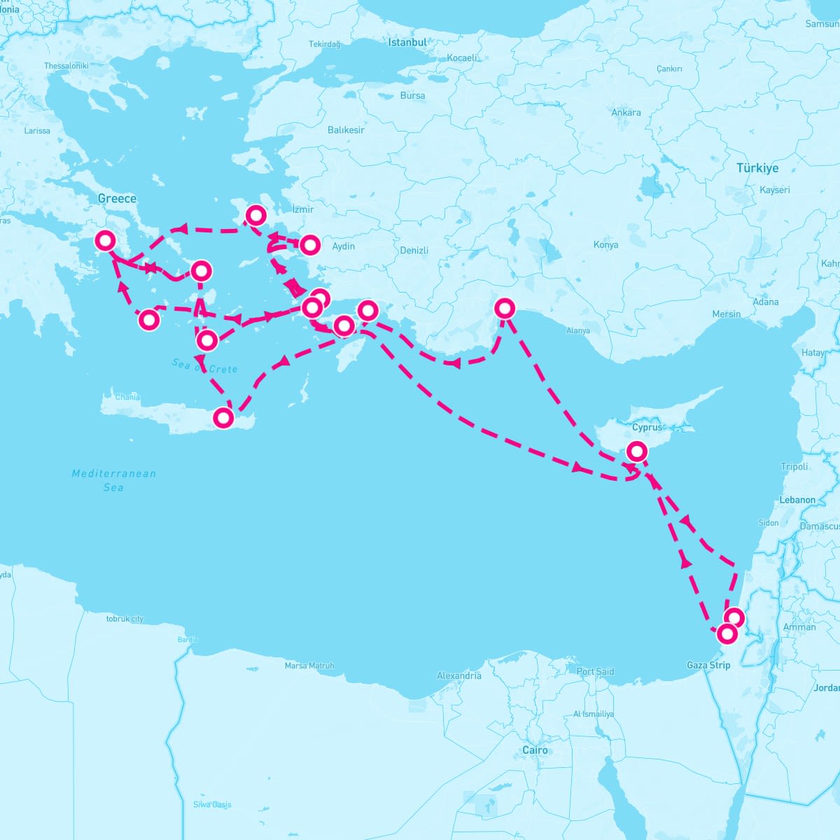Seabourn Encore itinerary map for April 27, 2025 (21 nights)