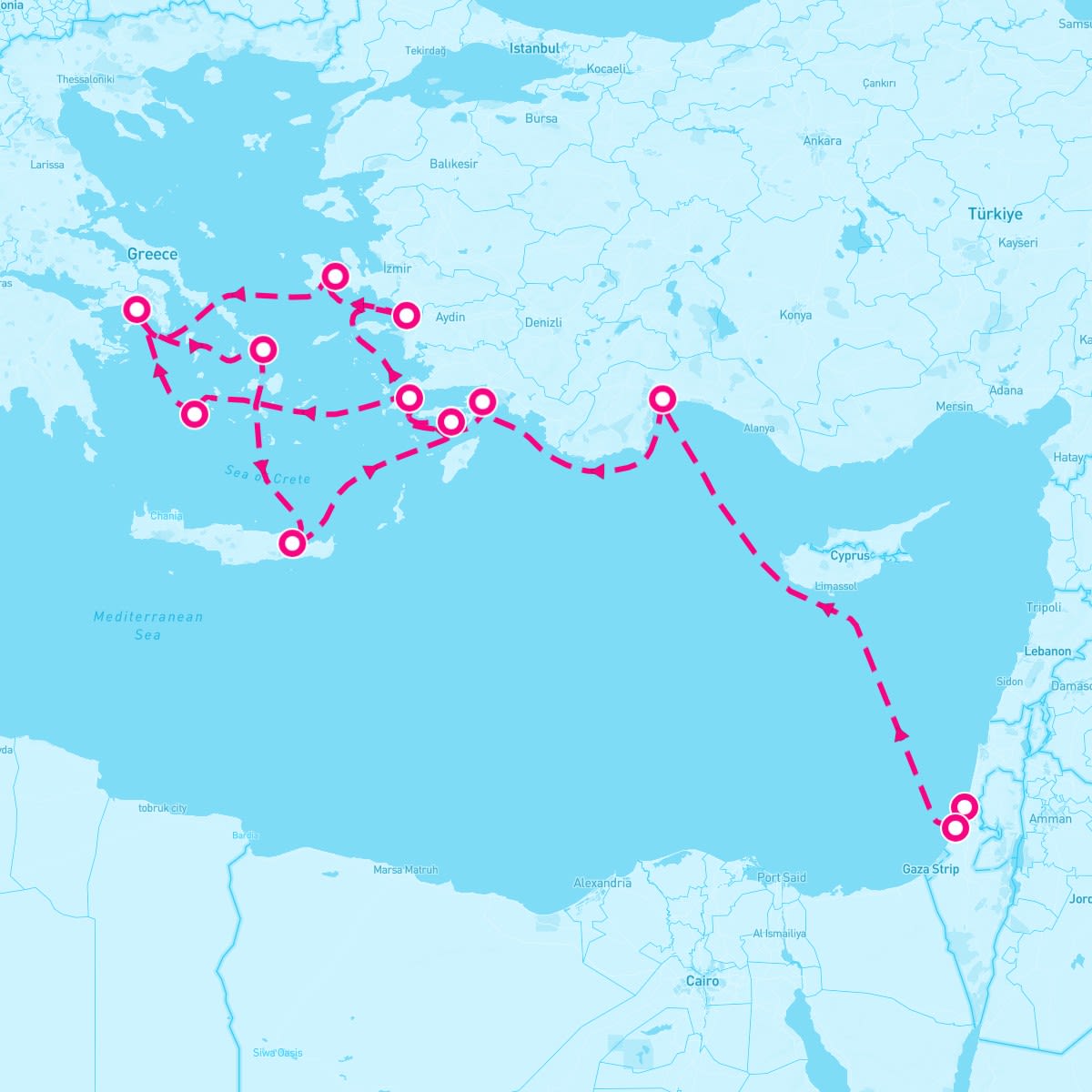 Seabourn Encore itinerary map for May 4, 2025 (14 nights)