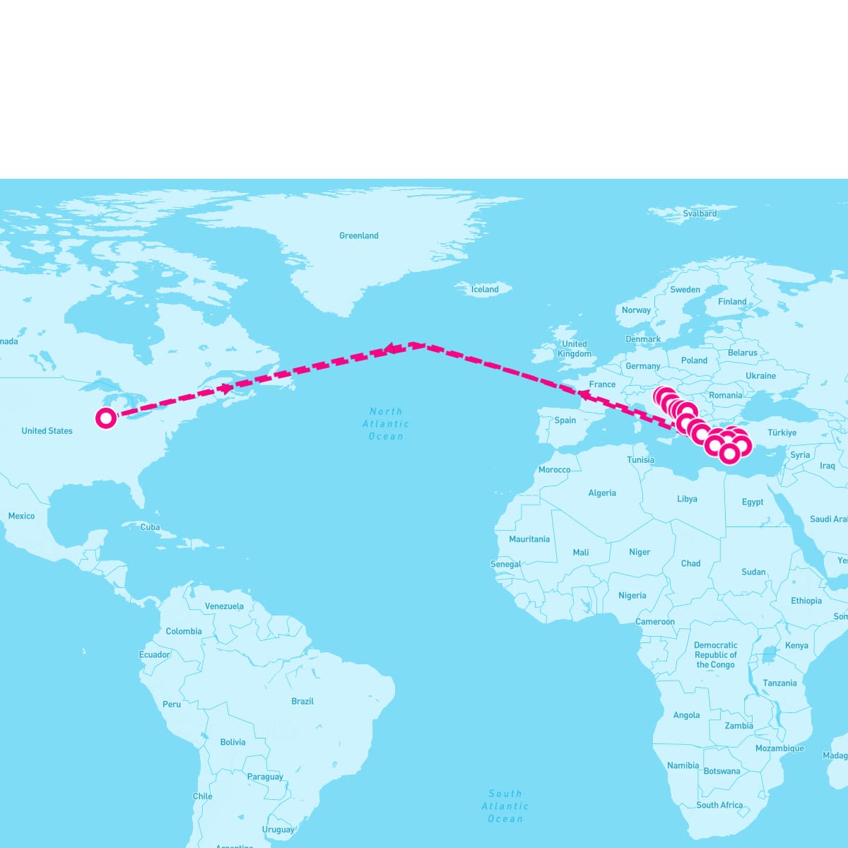 Seabourn Encore itinerary map for May 11, 2025 (21 nights)