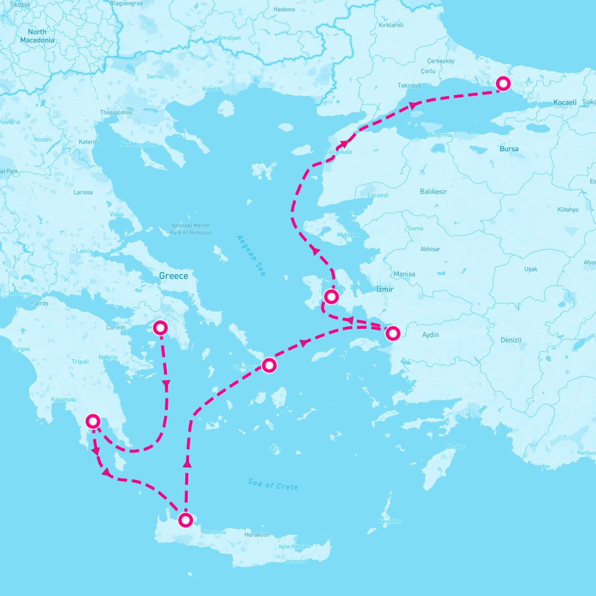 Seabourn Encore itinerary map for October 19, 2025 (7 nights)