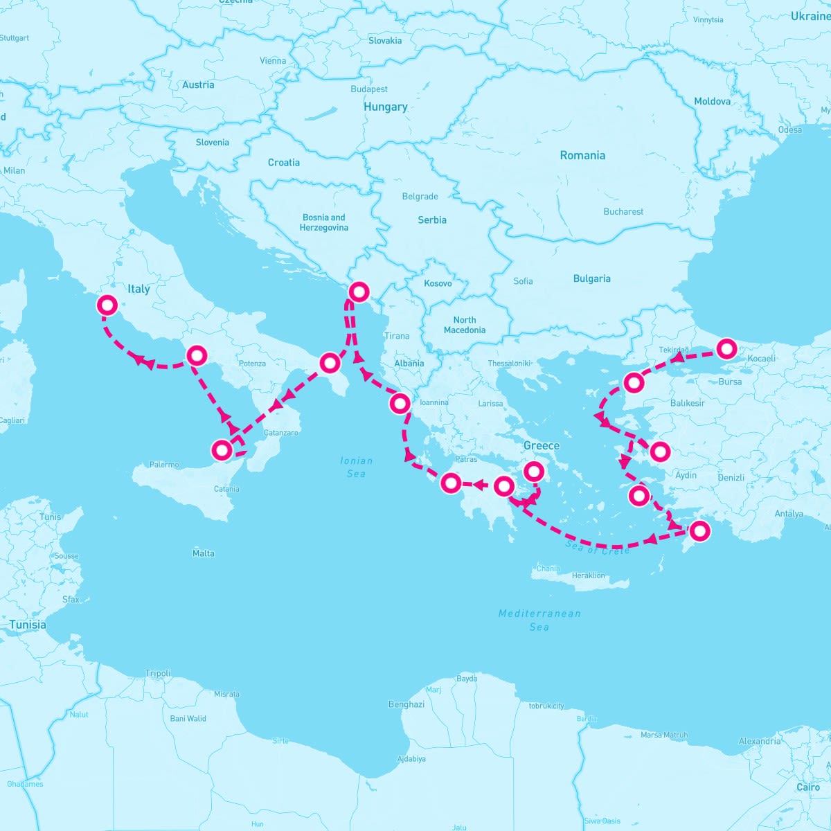 Seabourn Encore itinerary map for October 26, 2025 (16 nights)