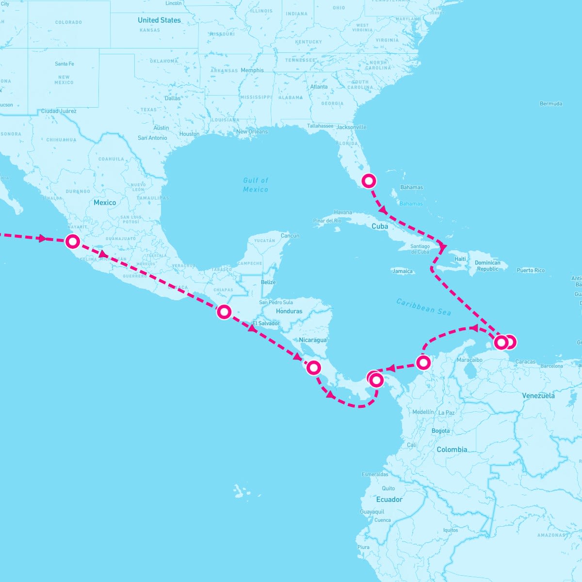 Seabourn Encore itinerary map for December 2, 2025 (27 nights)