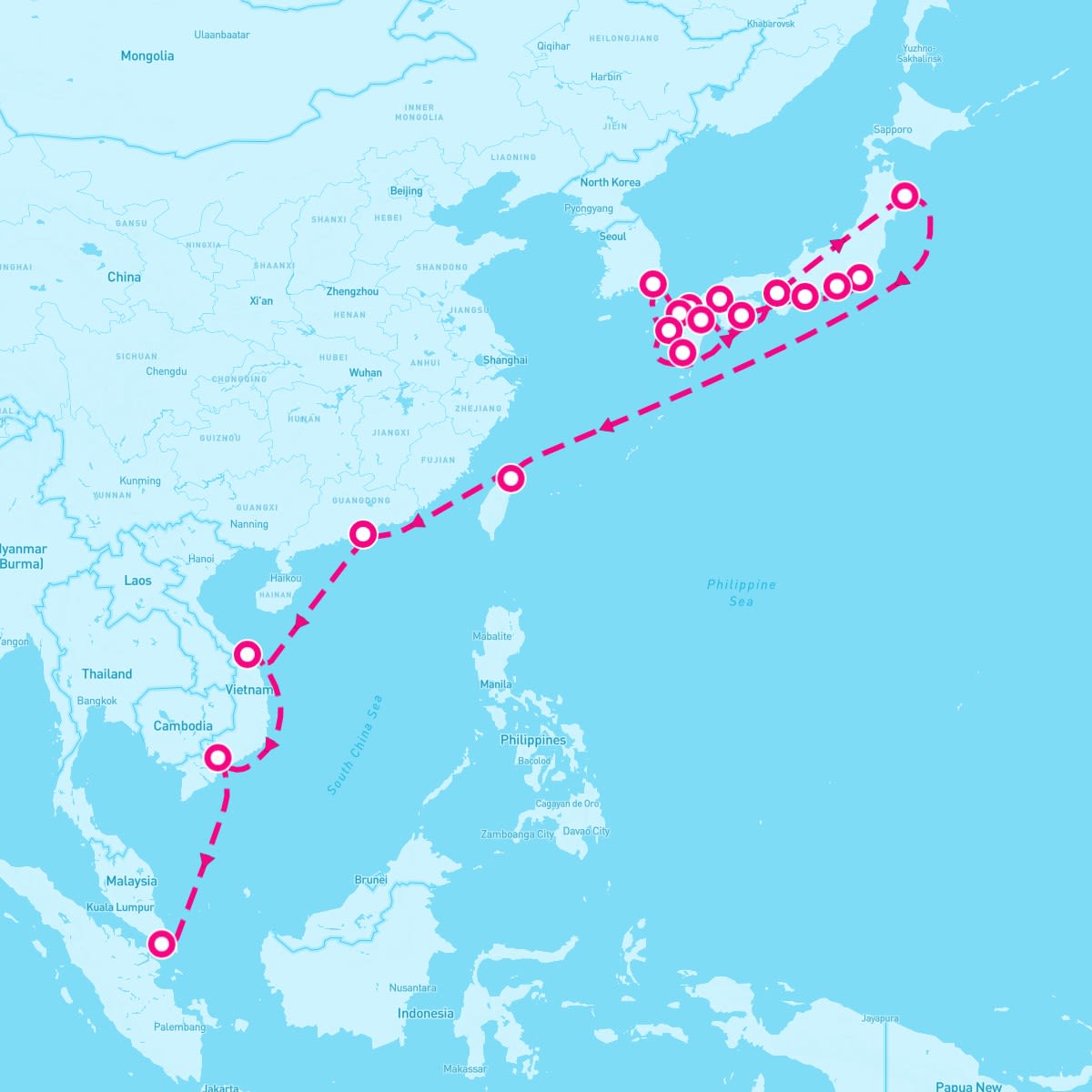 26 Night Japan Taiwan Southeast Asia (Yokohama To Singapore)