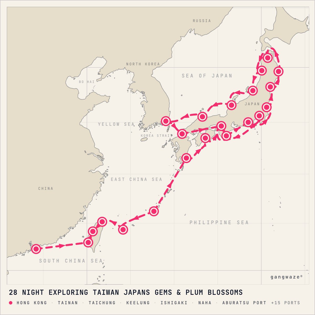 Seabourn Encore itinerary map for February 12, 2028 (28 nights)