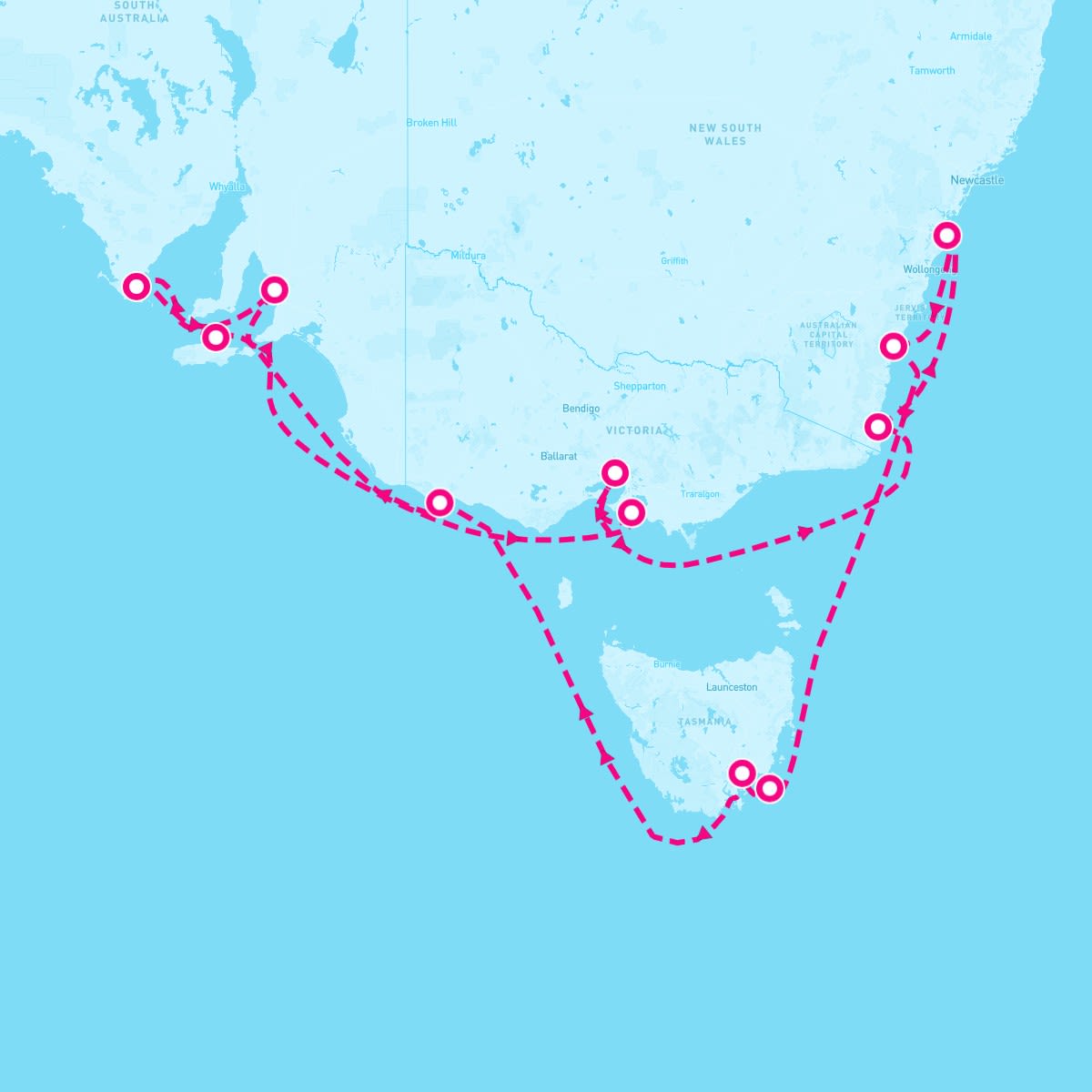 Seabourn Odyssey itinerary map for February 6, 2024 (15 nights)