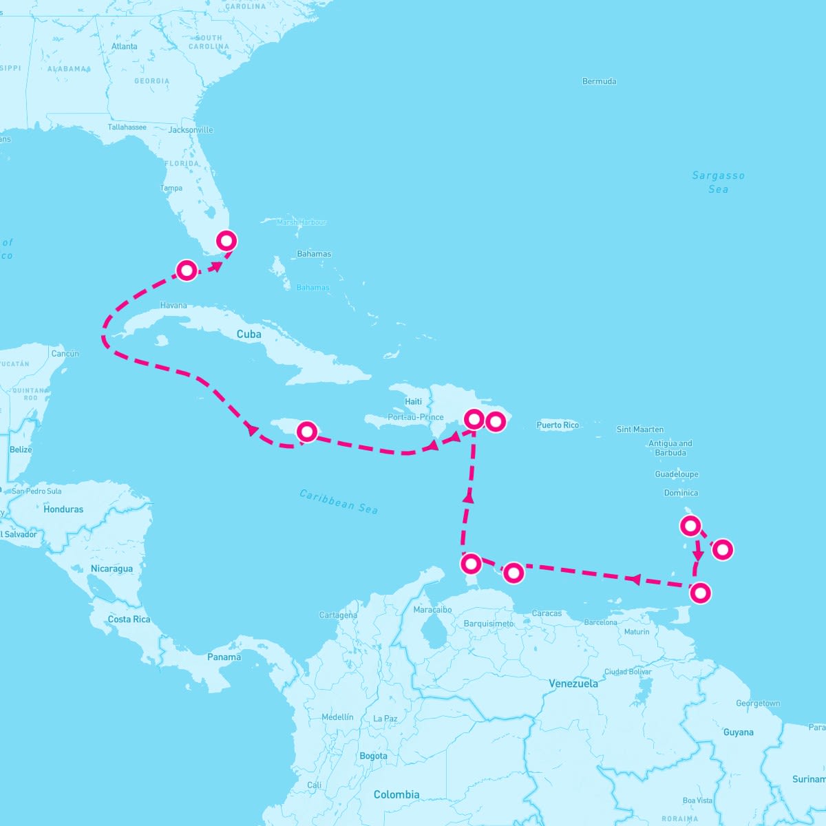Seabourn Ovation itinerary map for March 31, 2024 (14 nights)