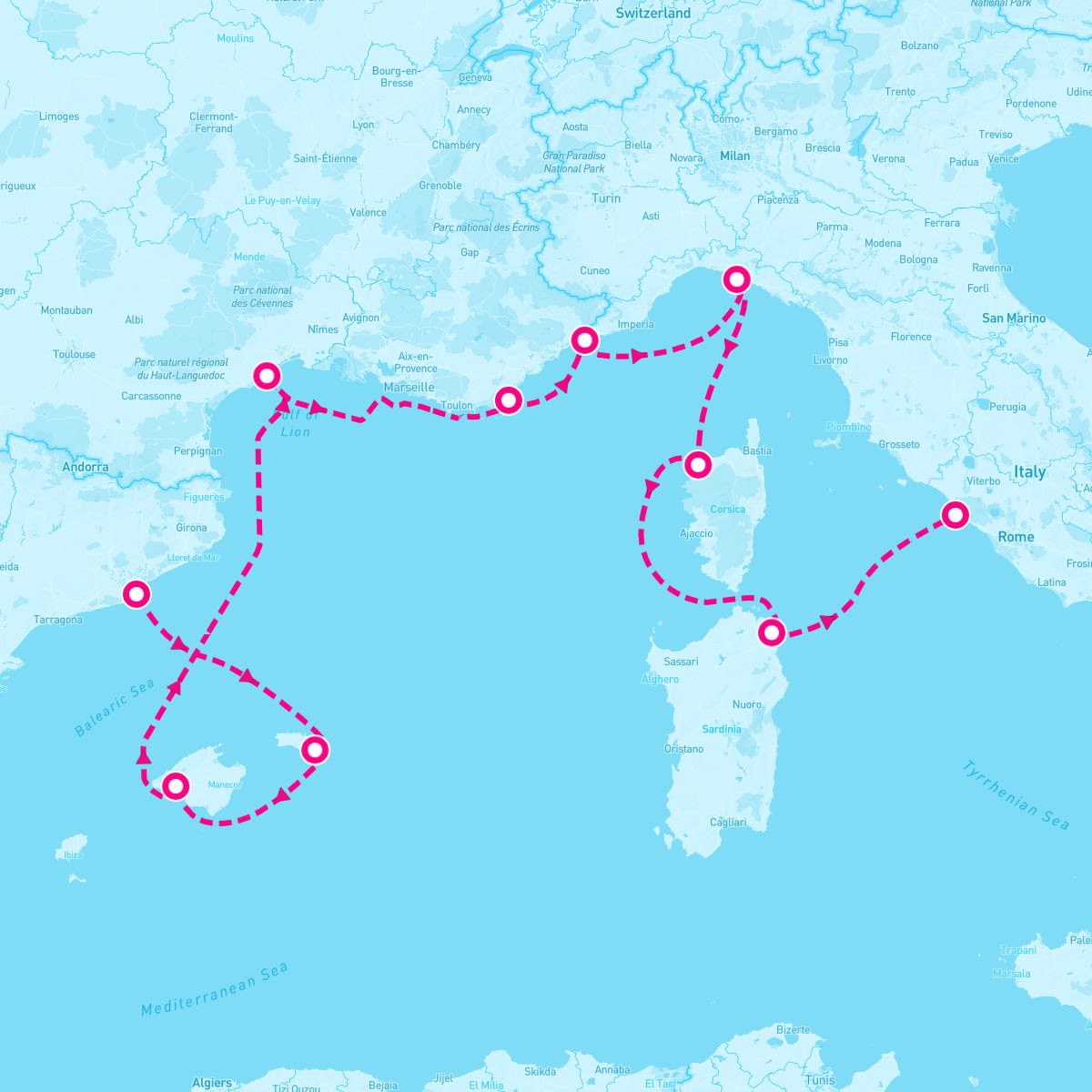 Seabourn Ovation itinerary map for July 12, 2024 (10 nights)