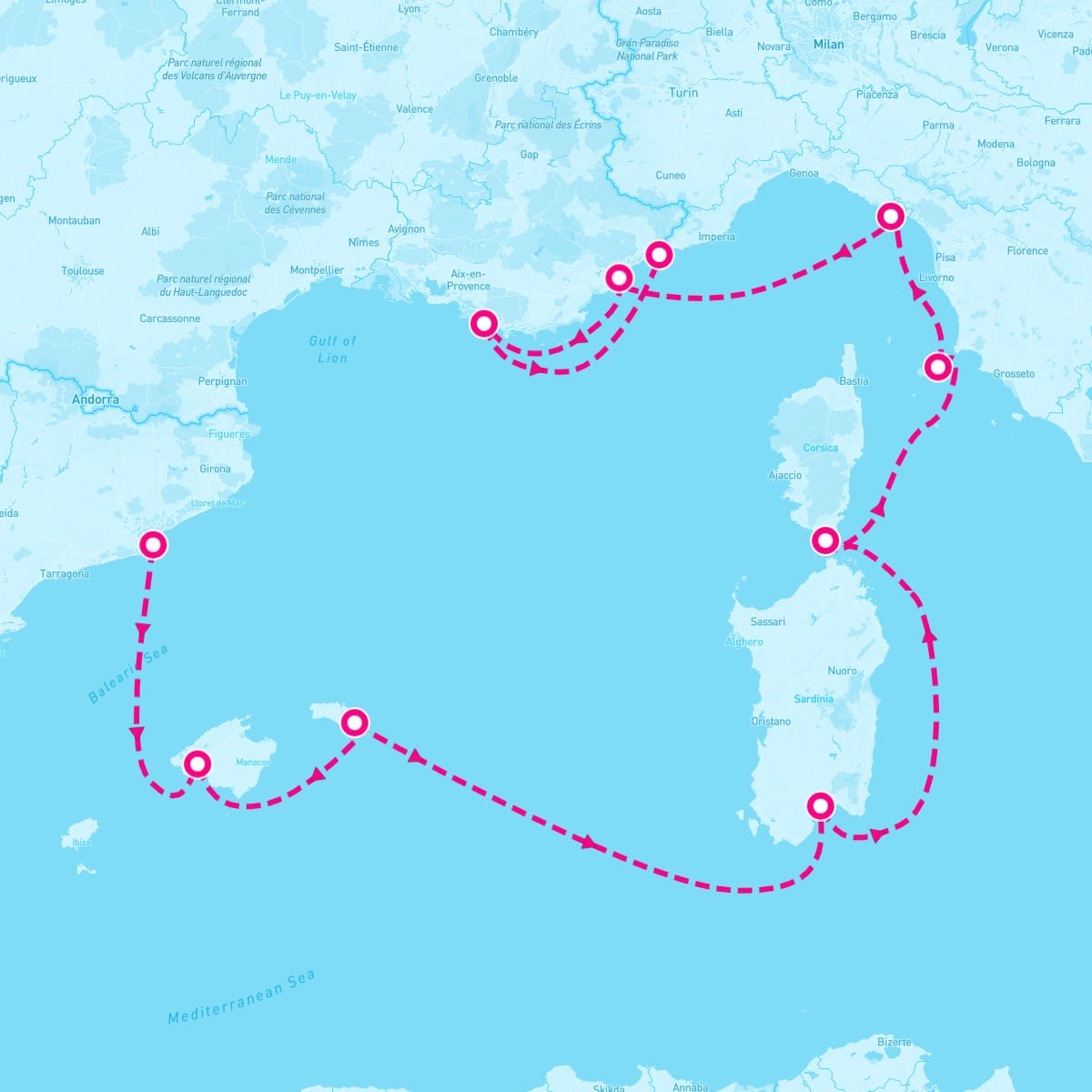 Seabourn Ovation itinerary map for July 11, 2025 (10 nights)