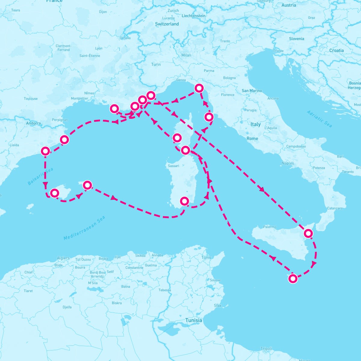 Seabourn Ovation itinerary map for September 20, 2025 (19 nights)