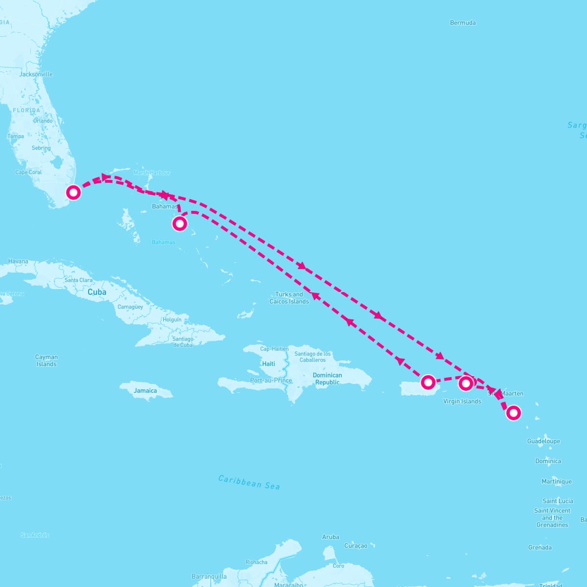 Seabourn Quest itinerary map for November 1, 2024 (8 nights)