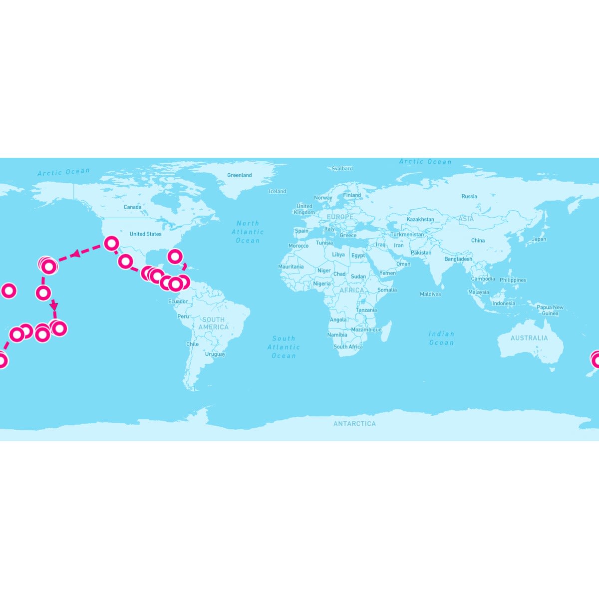 Seabourn Quest itinerary map for November 9, 2024 (51 nights)