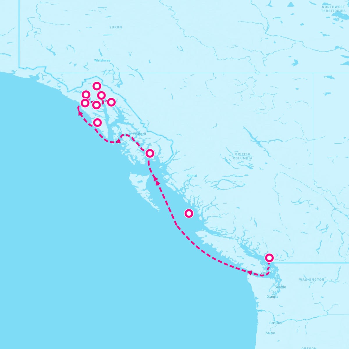 Seabourn Quest itinerary map for May 16, 2025 (7 nights)